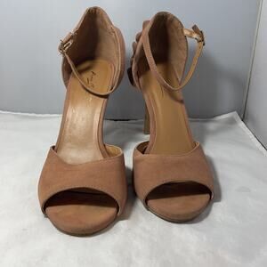Anne Michelle Frilly Trim Ankle Strap Heels Size 9